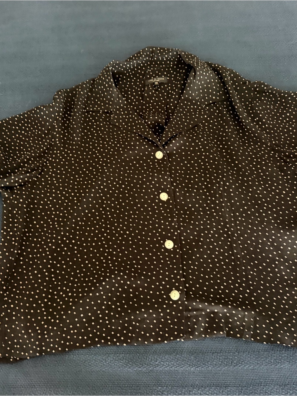 rag & bone Black Shirt with White Polka Dots Boxy crop cut